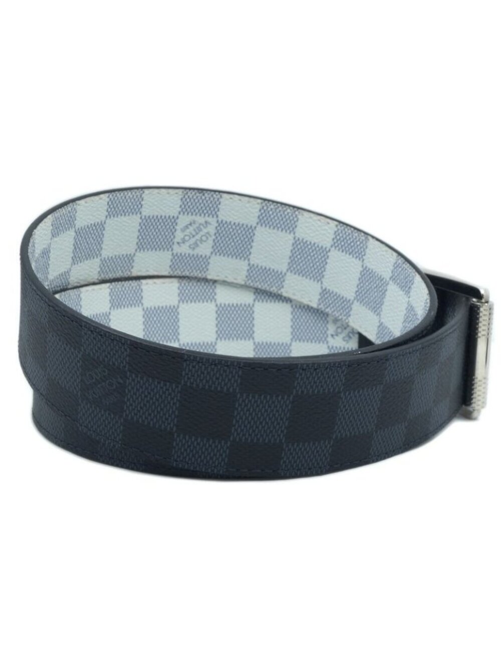 Louis Vuitton Ceinture Reverse Damier Belt All Over Pattern Leather Blue Black - Picture 4 of 10